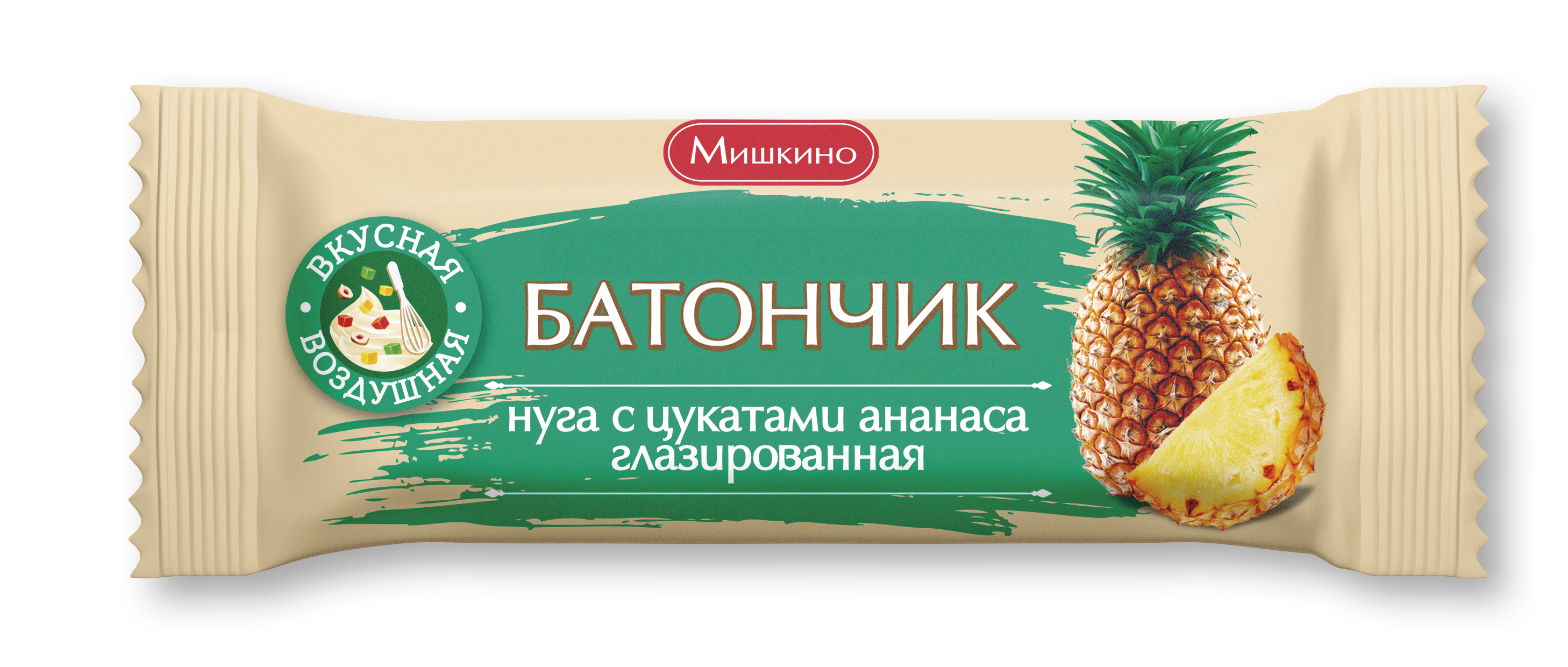 батончик  нуга с цук. ананаса глазир. мишкино 50г