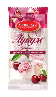 лукум сбивной. рулет со вкусом вишни 250 г, акф