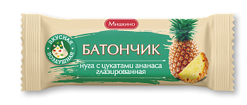 батончик  нуга с цук. ананаса глазир. мишкино 50г